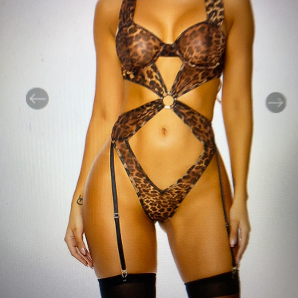 Foreplay spotlight on me leopard print teddy excellent condition small